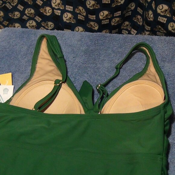 Kona Sol Womens Tie Front High Coverage One Piece Swimsuit Green M XL - Picture 13 of 16